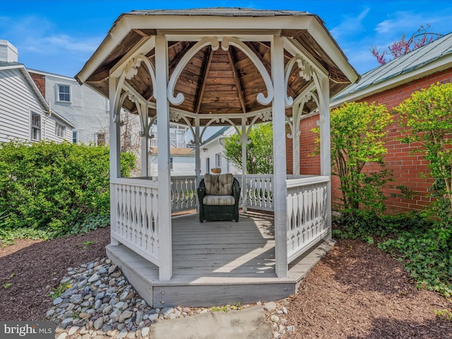 203 S George St, Charles Town, WV 25414 - wooden terrace featuring a gazebo
