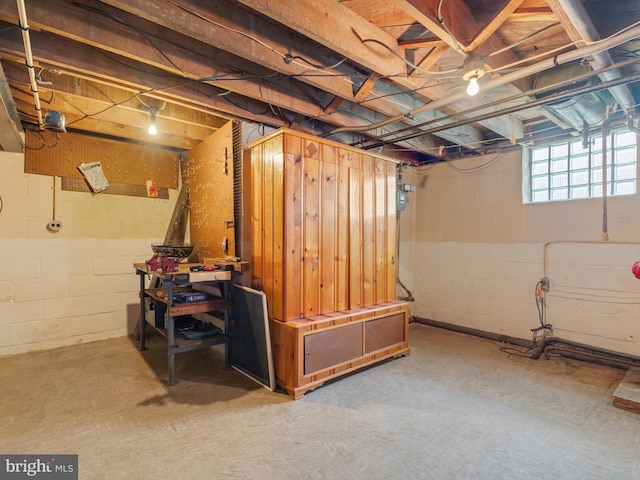 below grade area featuring tile patterned floors