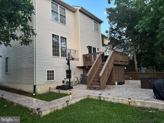 8800 Fenimore Pl, Bristow, VA 20136 - back of house with a patio area, stairway, a deck, fence, and cooling unit
