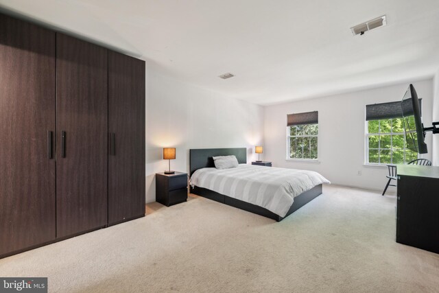 carpeted bedroom with visible vents