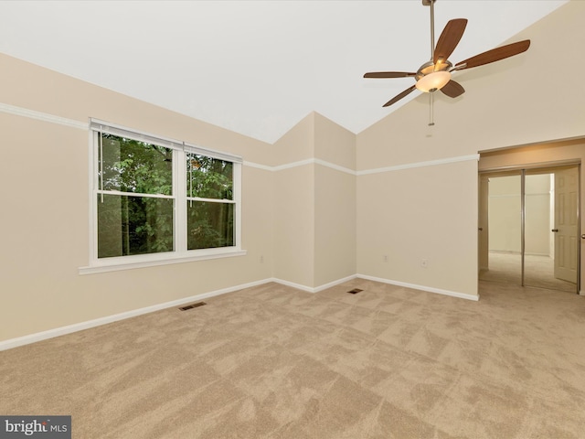 20216 Tidewinds Way, Germantown, MD 20874 - unfurnished room with light colored carpet, ceiling fan, baseboards, and high vaulted ceiling