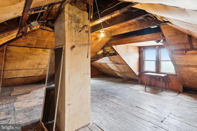 view of unfinished attic