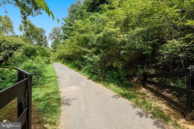 view of street featuring a view of trees
