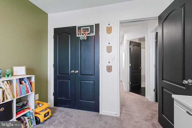 game room with carpet floors