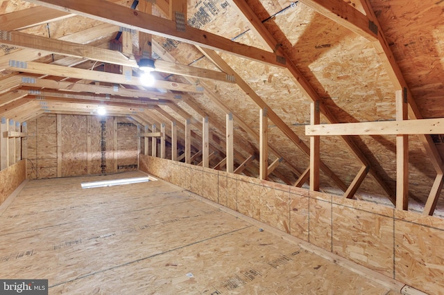 view of unfinished attic