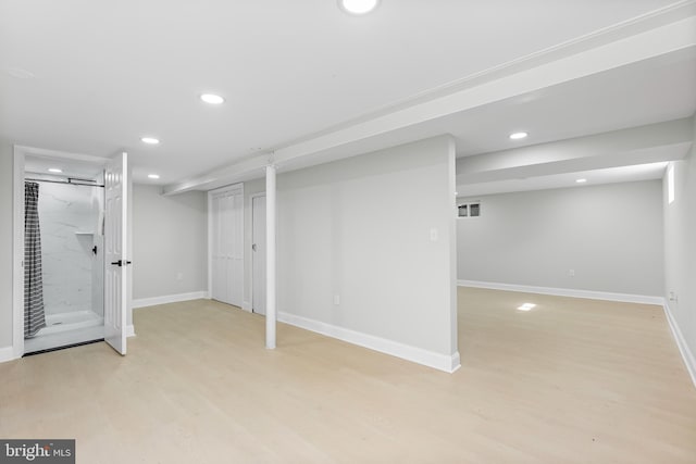 3500 The Alameda, Baltimore, MD 21218 - finished below grade area featuring baseboards, light wood finished floors, and recessed lighting