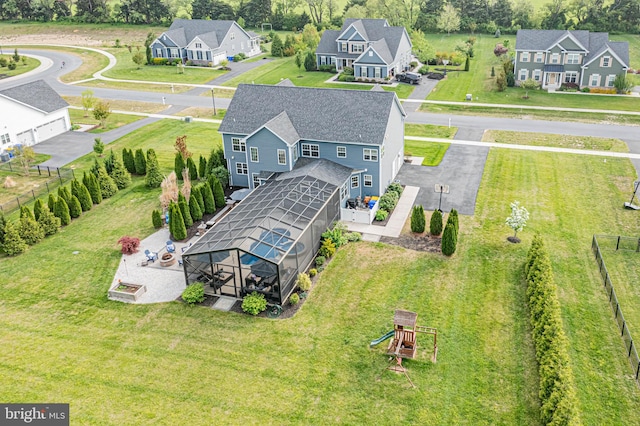 bird's eye view with a residential view