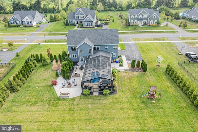 drone / aerial view featuring a residential view