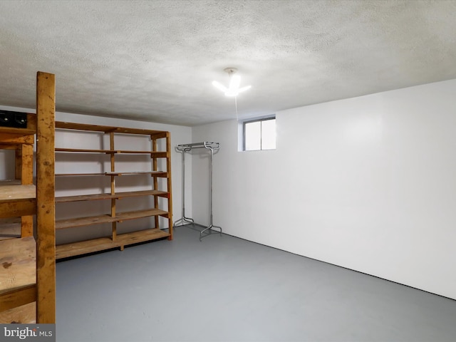 below grade area with a textured ceiling