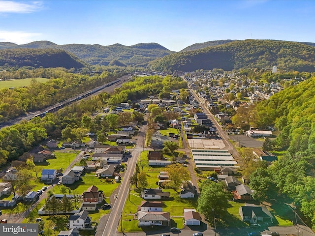 bird's eye view featuring a residential view and a mountain view