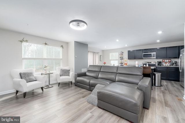102 Magnolia Dr, Elkton, MD 21921 - living area featuring light wood-type flooring, recessed lighting, and baseboards