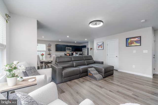 102 Magnolia Dr, Elkton, MD 21921 - living area with recessed lighting, light wood-style flooring, and baseboards