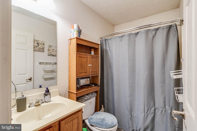 5135 Clark Canning House Rd, Federalsburg, MD 21632 - full bath with vanity, toilet, a textured ceiling, and a shower with curtain