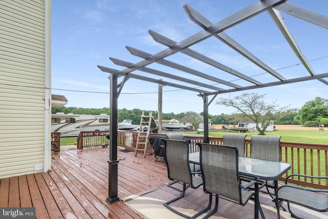 5135 Clark Canning House Rd, Federalsburg, MD 21632 - deck with a pergola, outdoor dining space, and a lawn