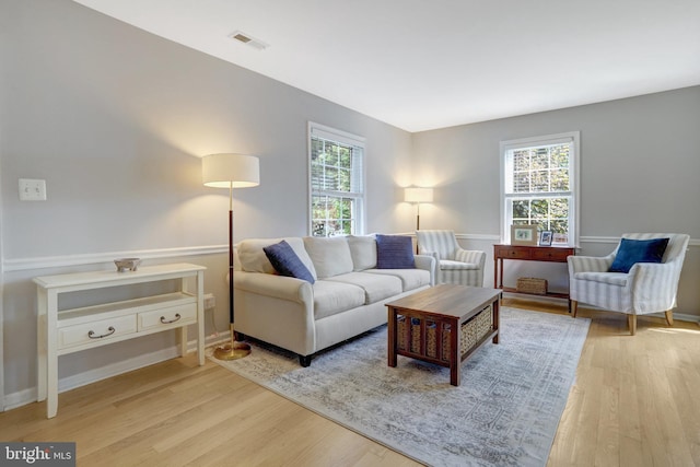 6825 Kincaid Ave, Falls Church, VA 22042 - living room featuring visible vents, a wealth of natural light, and light wood-style flooring