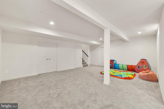 11108 King Gallahan Ct, Clinton, MD 20735 - rec room with baseboards, recessed lighting, and carpet