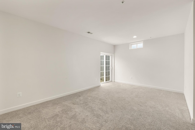 11108 King Gallahan Ct, Clinton, MD 20735 - spare room featuring baseboards, visible vents, light colored carpet, and recessed lighting