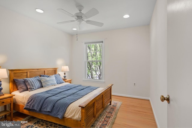 1602 Blacksmith Ln, Herndon, VA 20170 - bedroom featuring light wood-style flooring, baseboards, recessed lighting, and ceiling fan