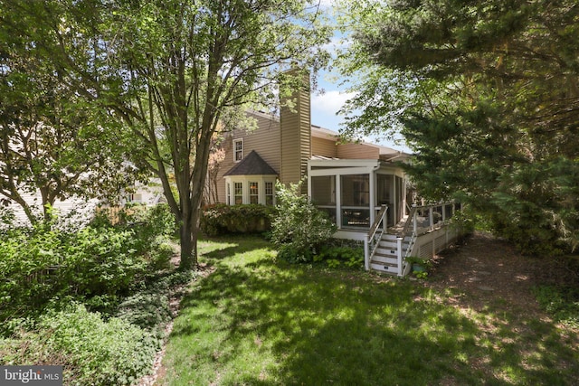 1602 Blacksmith Ln, Herndon, VA 20170 - view of green lawn with a sunroom and stairway