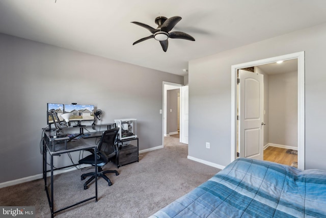 17026 Rollins Rd, Bowling Green, VA 22427 - bedroom with baseboards, ceiling fan, and carpet floors
