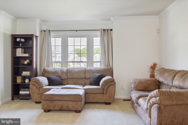 5433 Lomax Way, Woodbridge, VA 22193 - living area featuring light carpet, ornamental molding, and baseboards