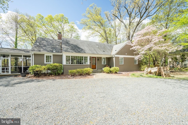 4812 Maury Ln, Alexandria, VA 22304 - ranch-style home with a chimney and a sunroom