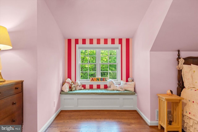 4812 Maury Ln, Alexandria, VA 22304 - bedroom featuring baseboards, visible vents, wood finished floors, and lofted ceiling