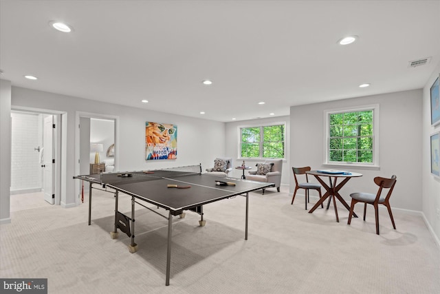 4812 Maury Ln, Alexandria, VA 22304 - rec room featuring light colored carpet, visible vents, baseboards, and recessed lighting