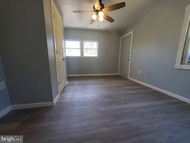 22 Maricopa Trl, Browns Mills, NJ 08015 - empty room with baseboards, a ceiling fan, and dark wood-style flooring