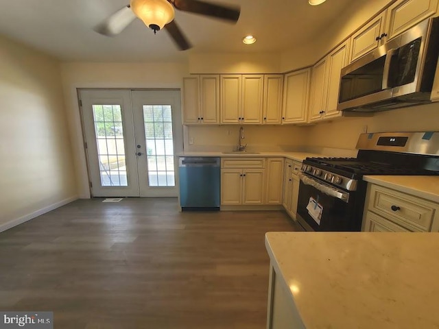 22 Maricopa Trl, Browns Mills, NJ 08015 - kitchen featuring light countertops, recessed lighting, appliances with stainless steel finishes, and dark wood-style floors