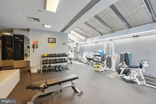 gym with visible vents