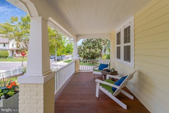 wooden deck with a porch