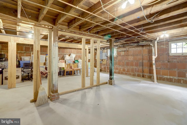 basement with electric panel