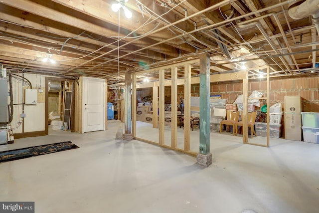 view of unfinished basement