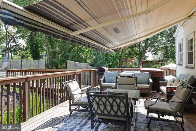 145 Palmer, Ewing, NJ 08618 - wooden deck featuring outdoor lounge area and a fenced backyard