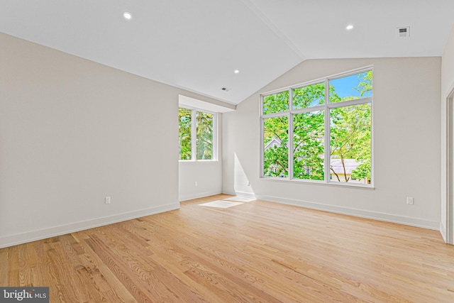 300 Ewing St, Princeton, NJ 08540 - spare room with light wood-style flooring, vaulted ceiling, baseboards, and recessed lighting