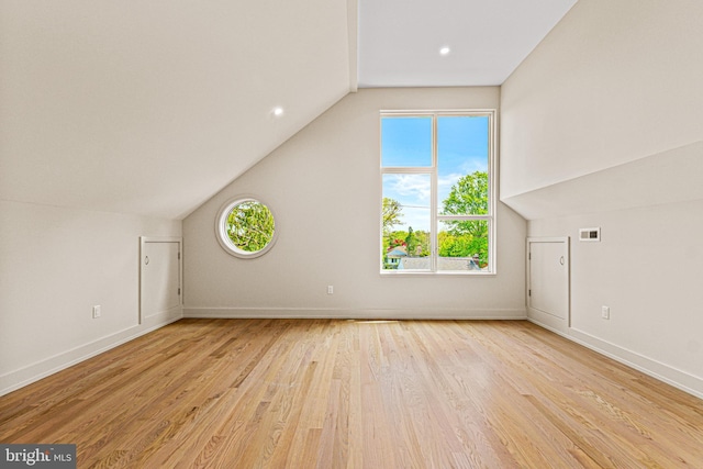 300 Ewing St, Princeton, NJ 08540 - additional living space with baseboards, vaulted ceiling, wood finished floors, and recessed lighting