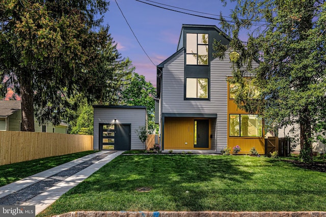 300 Ewing St, Princeton, NJ 08540 - modern home with concrete driveway, an outdoor structure, and a detached garage