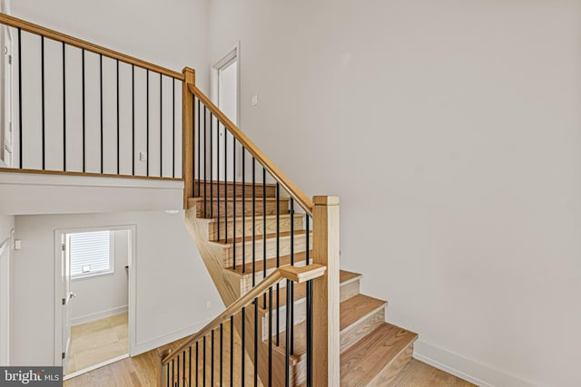 300 Ewing St, Princeton, NJ 08540 - staircase with wood finished floors and baseboards