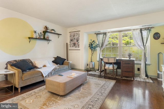 living room featuring baseboards and wood-type flooring