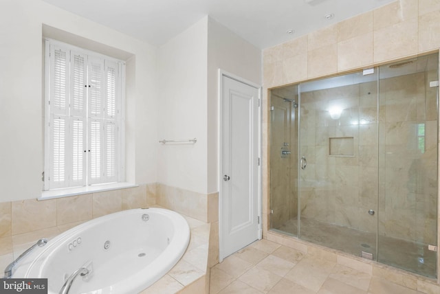 8300 Cedar Rd, Elkins Park, PA 19027 - bathroom with a jetted tub and a shower stall