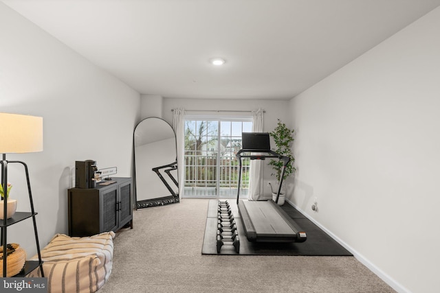 9451 James Macgowan Ln, Owings Mills, MD 21117 - workout area with baseboards, recessed lighting, and carpet flooring