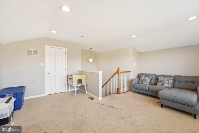 328 Ross Ct, Wyncote, PA 19095 - carpeted living area featuring recessed lighting, baseboards, and vaulted ceiling