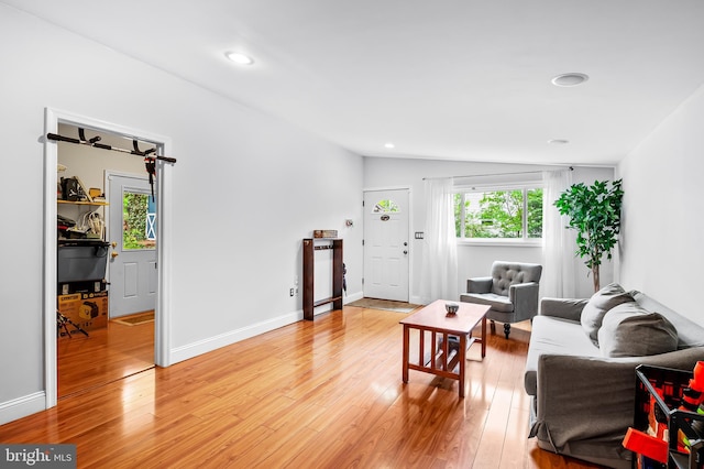 219 Gateswood Rd, Lutherville Timonium, MD 21093 - living room featuring baseboards, light wood-style flooring, and recessed lighting
