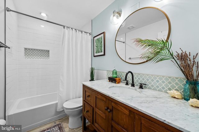 219 Gateswood Rd, Lutherville Timonium, MD 21093 - full bath featuring toilet, vanity, and shower / bath combination with curtain