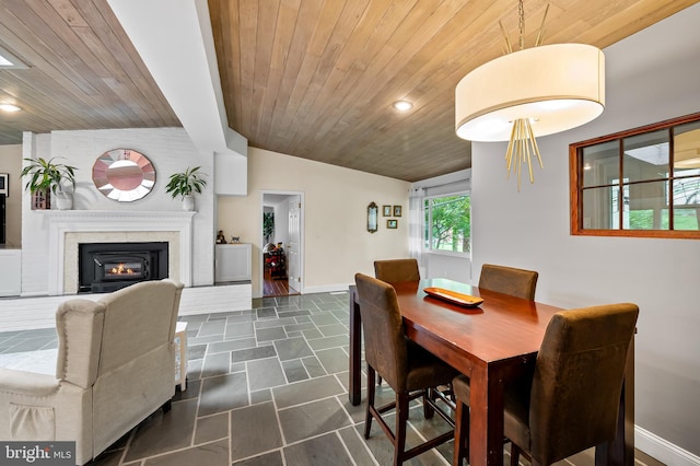 219 Gateswood Rd, Lutherville Timonium, MD 21093 - dining room with wood ceiling, vaulted ceiling, baseboards, and recessed lighting