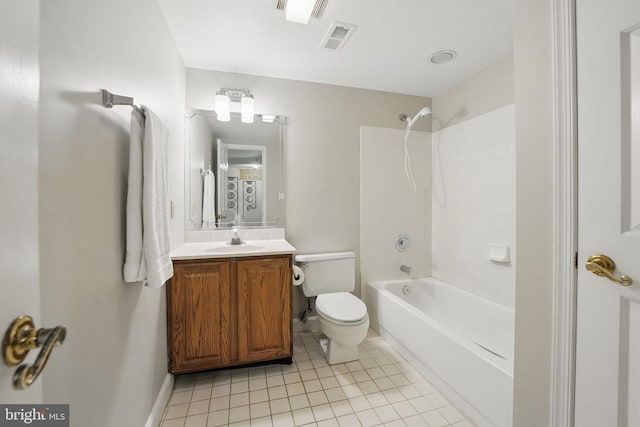 1253 Rowland Dr, Herndon, VA 20170 - bathroom featuring tile patterned floors, toilet, vanity, and bathtub / shower combination