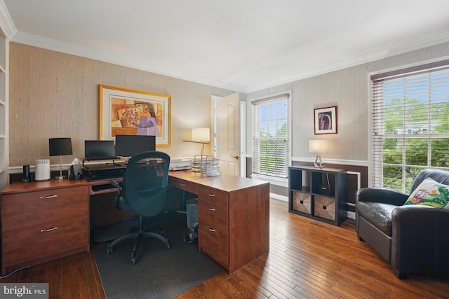 1253 Rowland Dr, Herndon, VA 20170 - office space with ornamental molding, wood-type flooring, and plenty of natural light
