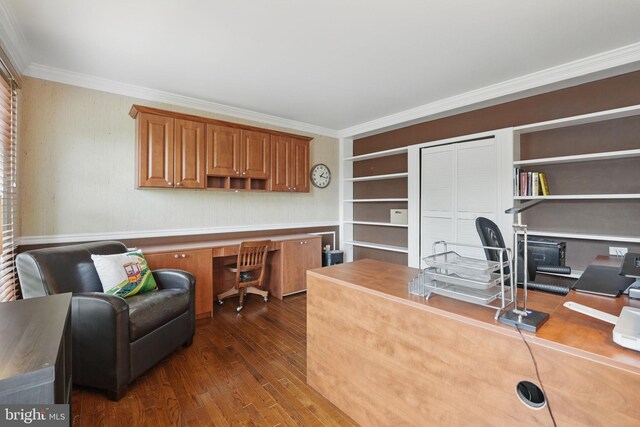 1253 Rowland Dr, Herndon, VA 20170 - home office with crown molding and dark wood finished floors