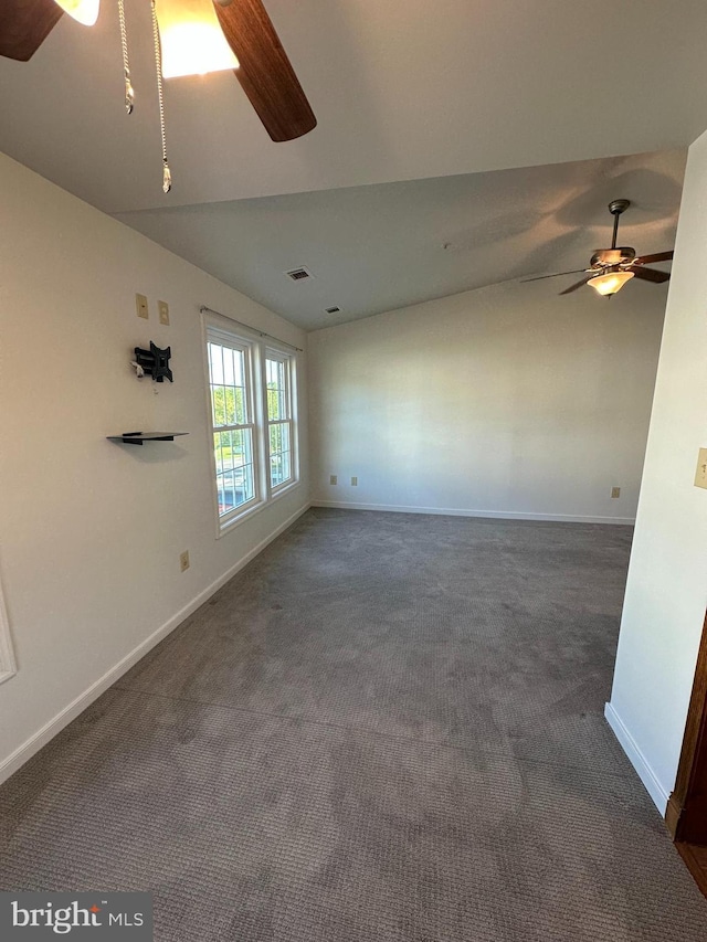 1 Warthens Way Unit H, Emmitsburg, MD 21727 - spare room featuring ceiling fan, dark colored carpet, baseboards, and lofted ceiling